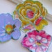 Stitched, Sewn Fabric Flower Embellishments, Appliques - Boho Blooms, Set of 3, No. 340