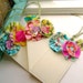Gift Tags, Flower Tags, Flower Gift Tags, Fabric Flower Tags, Sewn Gift Tags, Sewn Fabric Tags - Set of 3, No.77