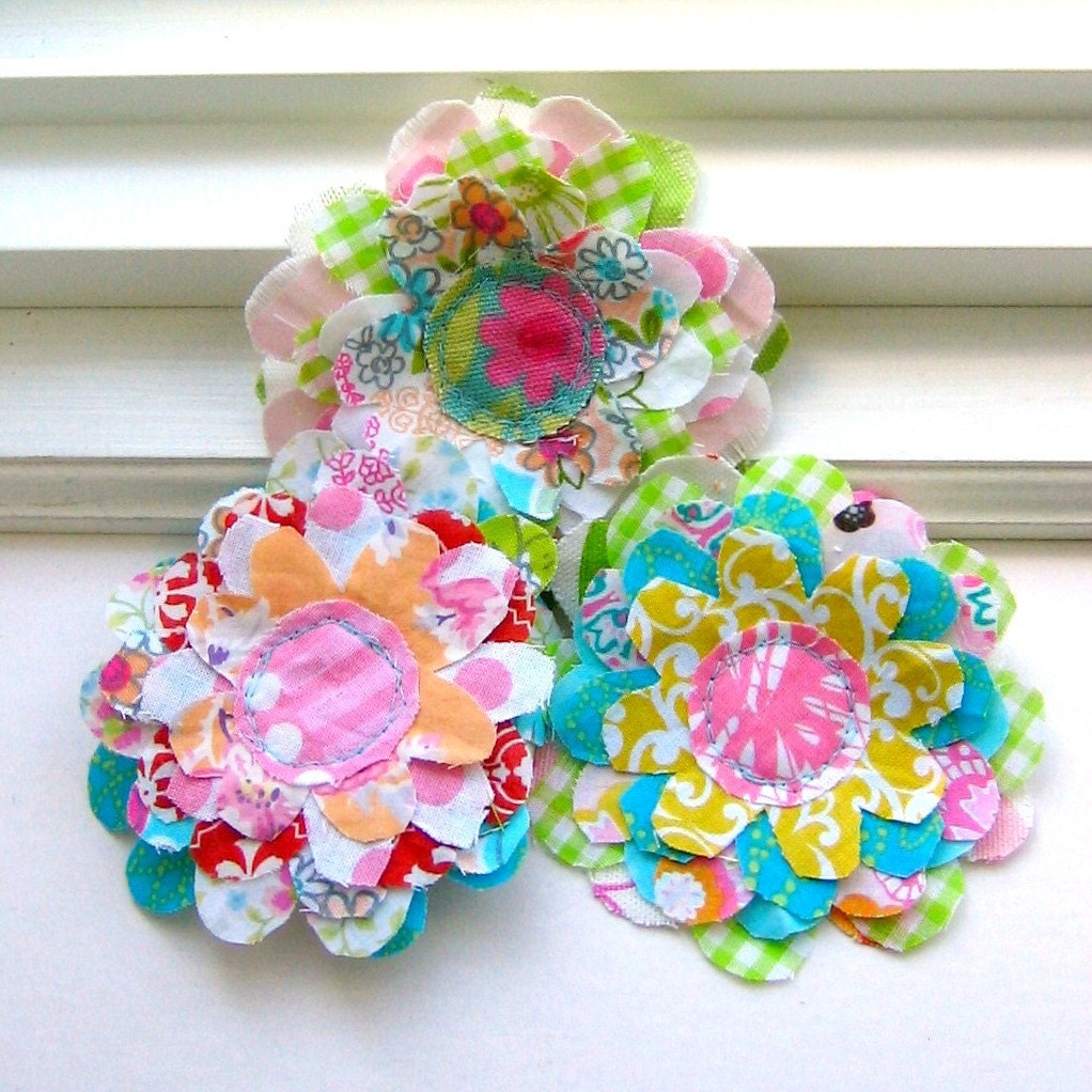 Fabric Flowers Flower Embellishments Fabric Scrap Flowers