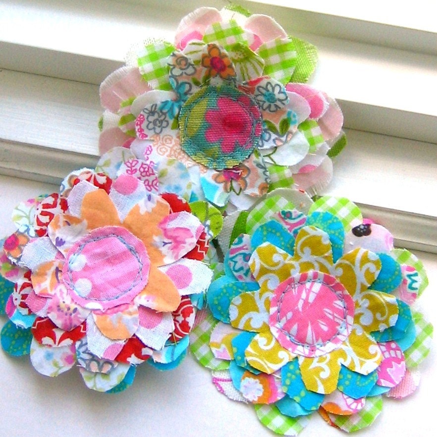 Fabric Flowers Flower Embellishments Fabric Scrap Flowers