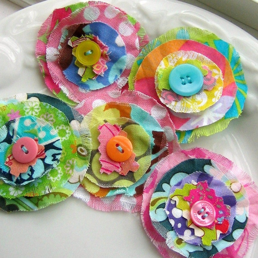 Flower Embellishments Fabric Flowers Fabric by tracyBdesigns