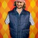 vintage 80s puffy ski vest navy blue quilted nylon XL vegan velcro 70s