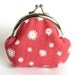 Red and White Summer Daisy Print Coin Purse, Change Purse, iPhone Earbud Case