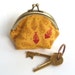 Yellow and Red Fishbone Print Coin Purse, Change Purse, Key Pouch, iPhone Earbud Case
