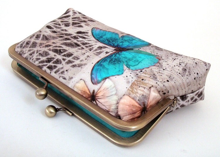 Clutch bag butterfly purse silk wedding bag by RedRubyRose on Etsy
