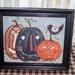 Primitive Fall Pumpkin-Crow Handpainted Canvas-Framed