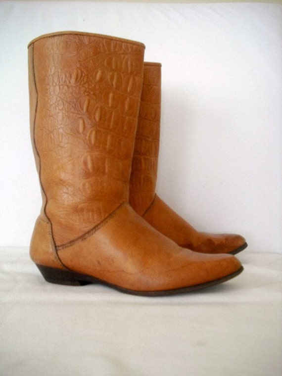 flat crocodile boots