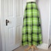 Vintage Neon Green Maxi Skirt in Black and White, Plaid, Long, Pockets