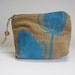 Natural Linen Coin Purse, Screenprinted Field Sketch, Thistles, Aqua blue, Aquamarine