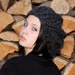 Oversized chunky Beret slouch Boho Hat black charcoal