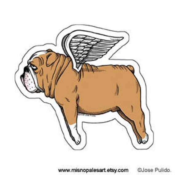 Flying Bulldog Die Cut Vinyl Sticker by MisNopalesArt on Etsy