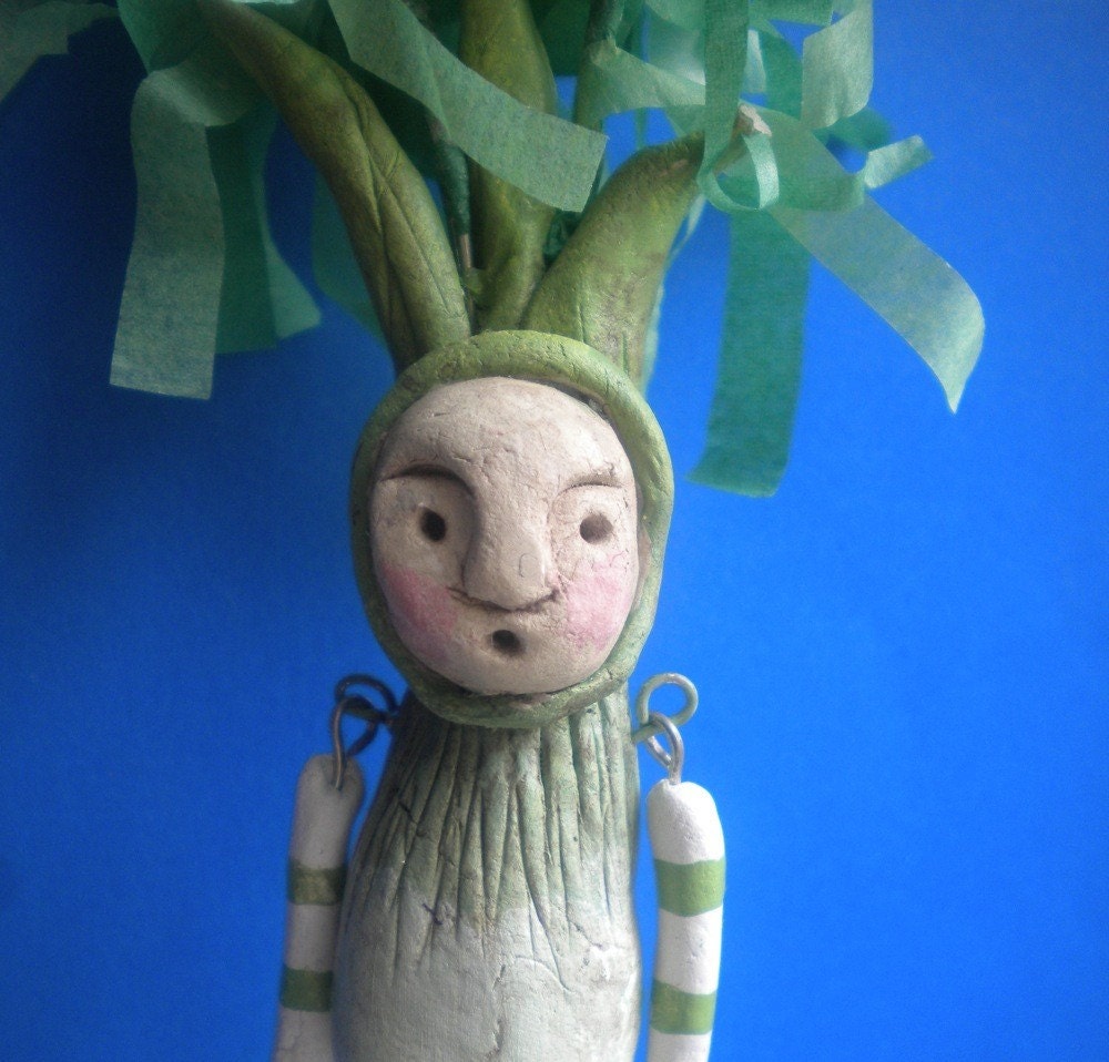 Green Onion Costumepaper clay sculptureREADY TO SHIP