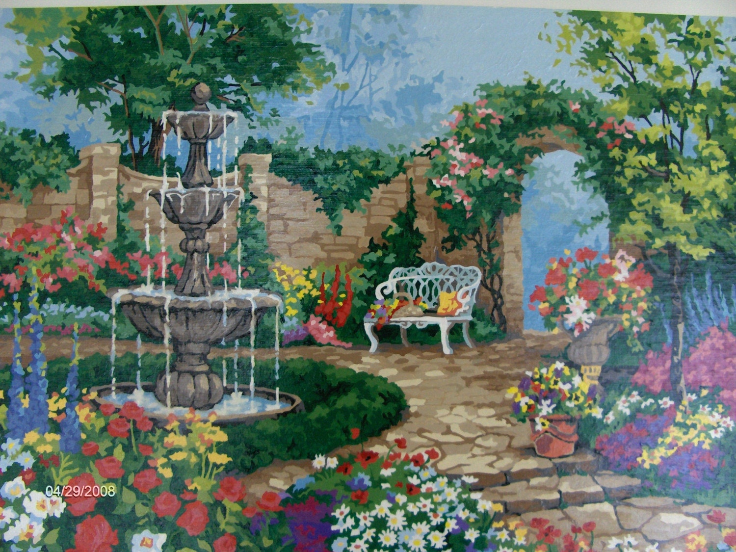 Sale GARDEN FOUNTAIN PAINTING