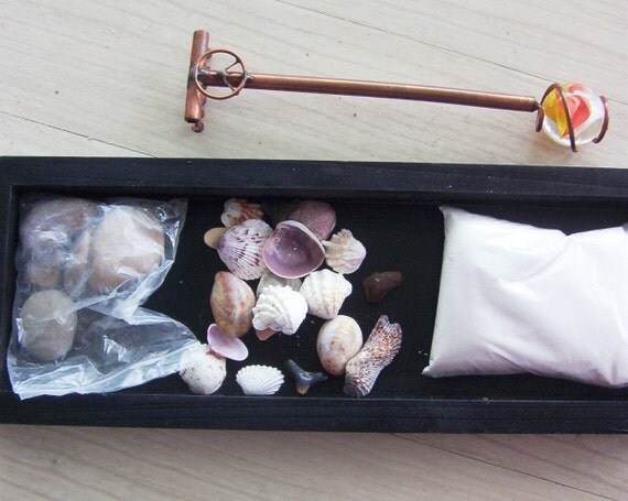 Zen garden desk beach executive play sandbox with metal peace