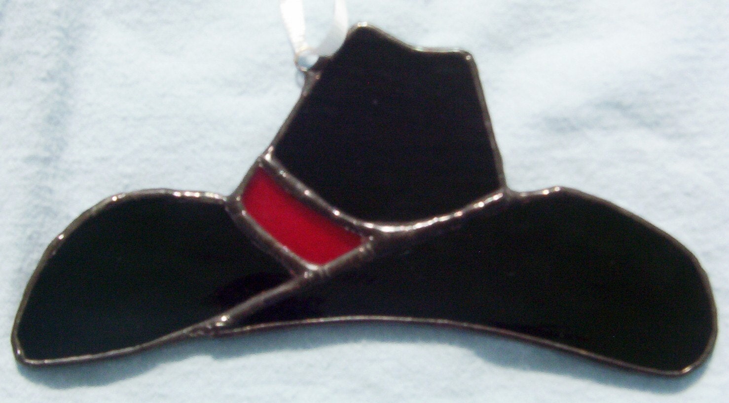Stained glass cowboy hat suncatcher black hat sun catcher