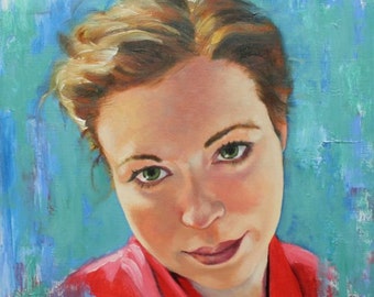 Pink Robe 12x12 inch original oil portrait figure female painting by Kim Dow - il_340x270.259970715