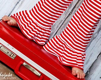 Stripe knit ruffle pants - pick your color
