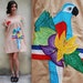 Vintage Technicolor Parrot Mexican Tent Dress (size small, medium, large)
