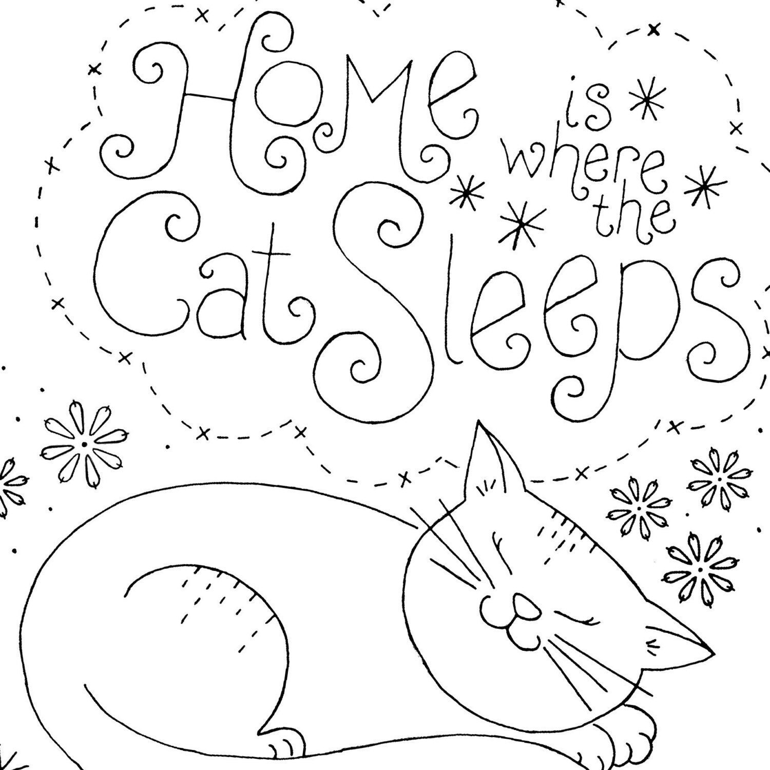 Embroidery Pattern Cat Sleeping