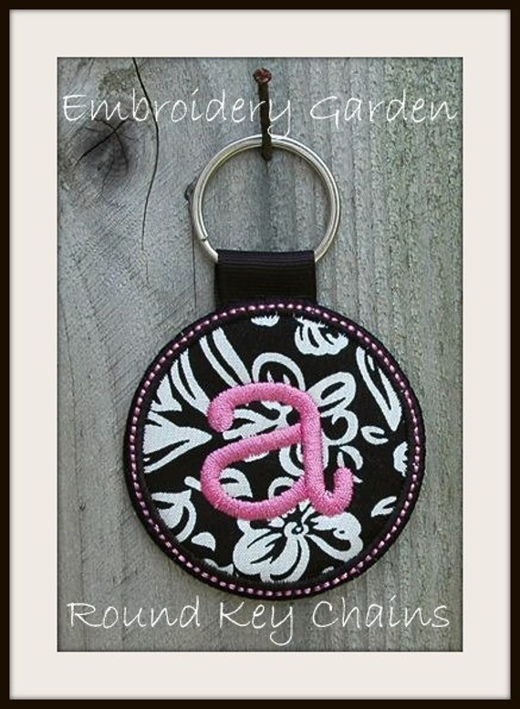 In the Hoop Monogram Round Key Chain Machine Embroidery Design