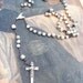 Mother of pearl rosary French Antique 1900 dizainier christianity first communion