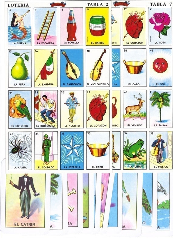 Items similar to Tiny Mexican Loteria Bingo Cards for Collage, Altered ...