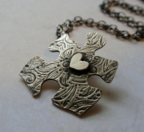 Autism Aspergers Puzzle Necklace Autism Spectrum Awareness in