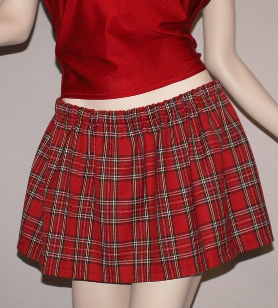 RED Plaid Schoolgirl 15 Inch MINI Skirt PLUS 2X 3X