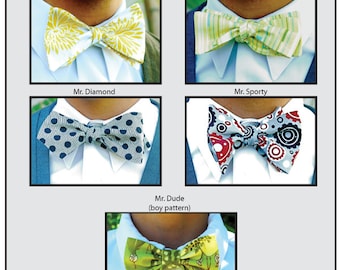 Mr. Hipster Bow Tie Pattern eBook pdf Men and Boy's 5 styles, downloadable bow tie pattern, instant download, easy bow tie, boys bow tie