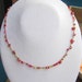 Blossoms "French Rose" crocheted dainty necklace in pink and gold