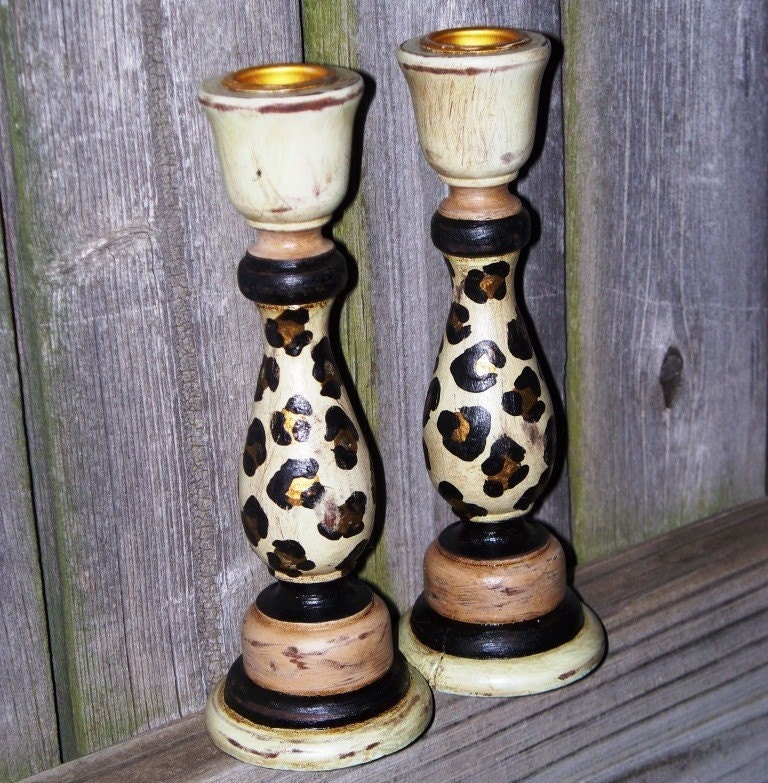 Funky leopard print Candle Holders