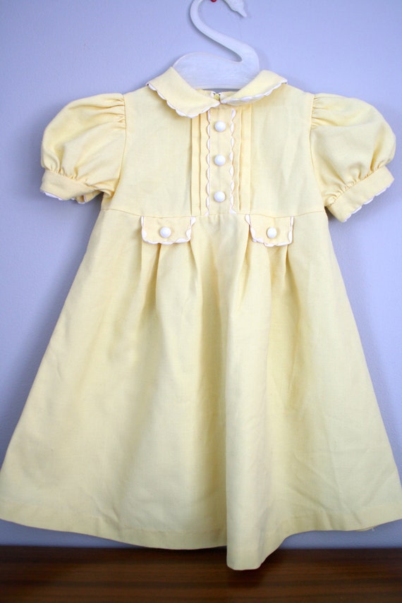 80s Pale Yellow Toddler Dress Sz 3T 4T by babyshapes on Etsy
