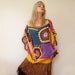 Women's Sweater Vest - Crochet, Wool, Purple, Green