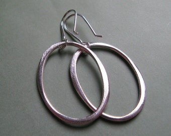 Medium Sterling Silver Organic Oval Hoops