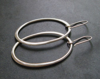 Large Sterling Silver Organic Oval Hoops