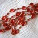 Vintage Glass Bead Necklace Blood Orange Red with White Swirls Fancy Bead Twisted Design