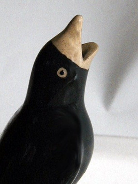 Vintage Crow Pie Bird blackbird pie vent ceramic