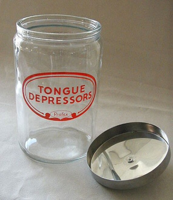 Vintage Profex Tongue Depressors Apothecary Jar glass medical