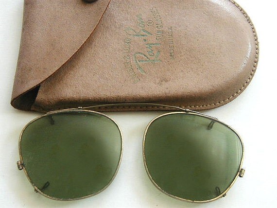 Vintage Ray Ban Aviator Clip On Sunglasses with Original Case