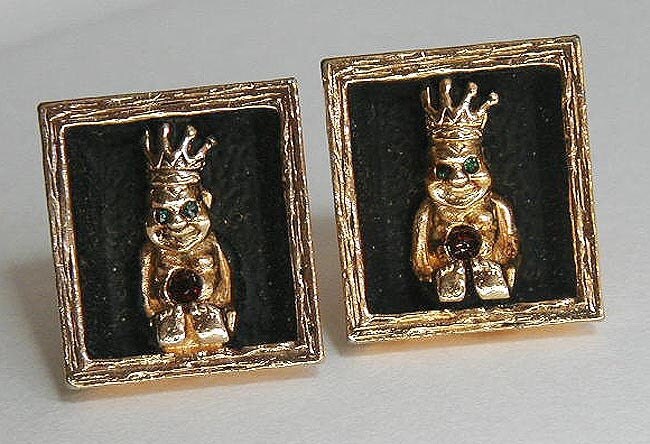 Vintage Royal Order Of Jester Billiken Cuff Links Masonic