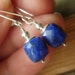Lapis Cube Earrings on Sterling . Blue Lapis Lazuli Gemstone Dangle . Egypt