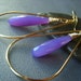 Purple Chalcedony Earrings on Gold . Long Wirewrapped Briolette . Diva