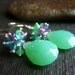 Chrysoprase Chalcedony Earrings on Sterling . Wirewrapped Briolette Multicolor Gemstone Cluster . Surf