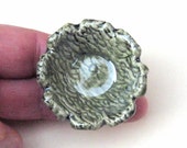 Small Textural Ring Dish Miniature Pottery Dish Green Patterned