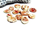 Beads Charms 12 Tiny Rustic Pottery Light Earth Tones for Jewelry Craft White Brown Ceramic Beads Earthy Ancient Ethnic Boho Textured Design
