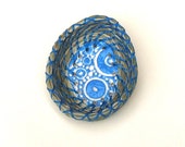 Coiled Basket Fragrant Sweetgrass Miniature Ring Dish Basket Turquoise Ceramic Center