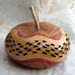 Hand-carved Gourd Box with Lid, Natural tan, red stripes, black, Beauty with Utility