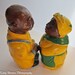 Vintage CHALKWARE Set of Black American,Man & Woman, Salt and Pepper
