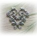 1 - Morning Glory Heart Connector Antique Silver Ox Brass Stamping - Jewelry Findings (C-1)