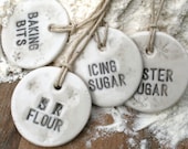 ONE Porcelain baking label, hemp string, kitchen tags, 10 choices - joheckett